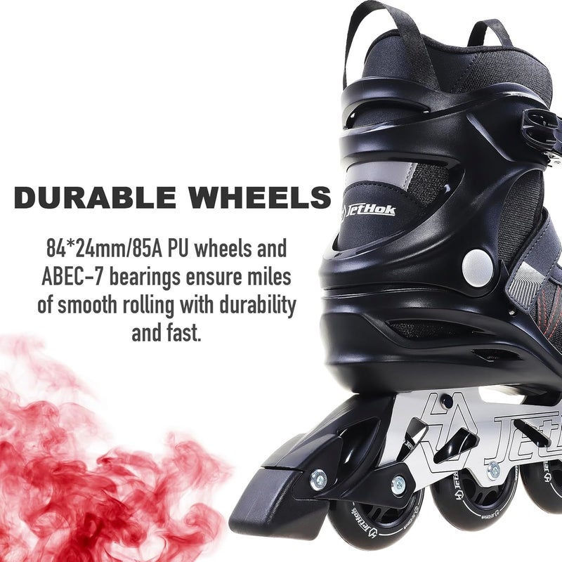 JetHok Inline Skates Advantage Pro Women’s and Men's Adult Fitness Inline Skate, Professional Aluminum Inline Rollerskates Outdoor (Black and Red, Size 7-11) - Image 4